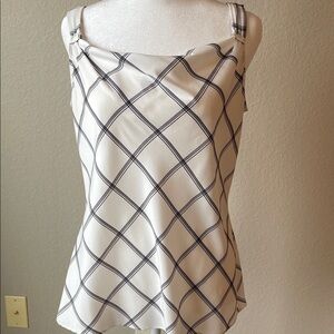 WHBM Elegant Black and White Checkered Women's Top